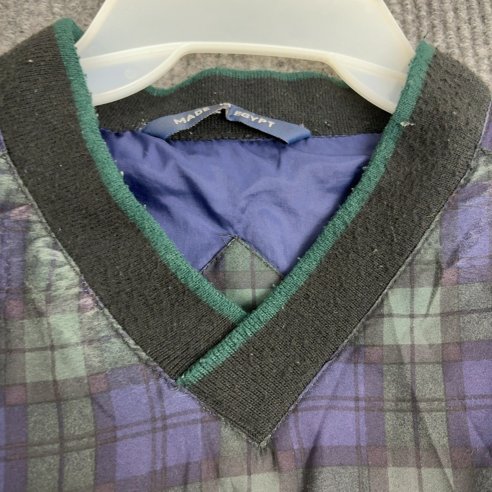 Woodlake Windbreaker Mens XL Green Blue Polyester Plaid V Neck Golf Pullover - Picture 4 of 9